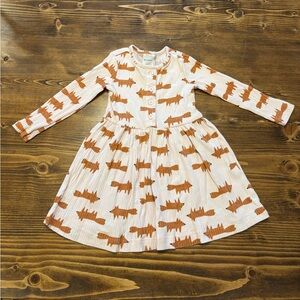 Hanna Andersson Charming Kids Fox print light pink Dress with Orange Accents